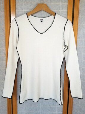 Jude Los Angeles XS Women's Ivory Cotton Blend Waffle Knit Long Sleeve Shirt